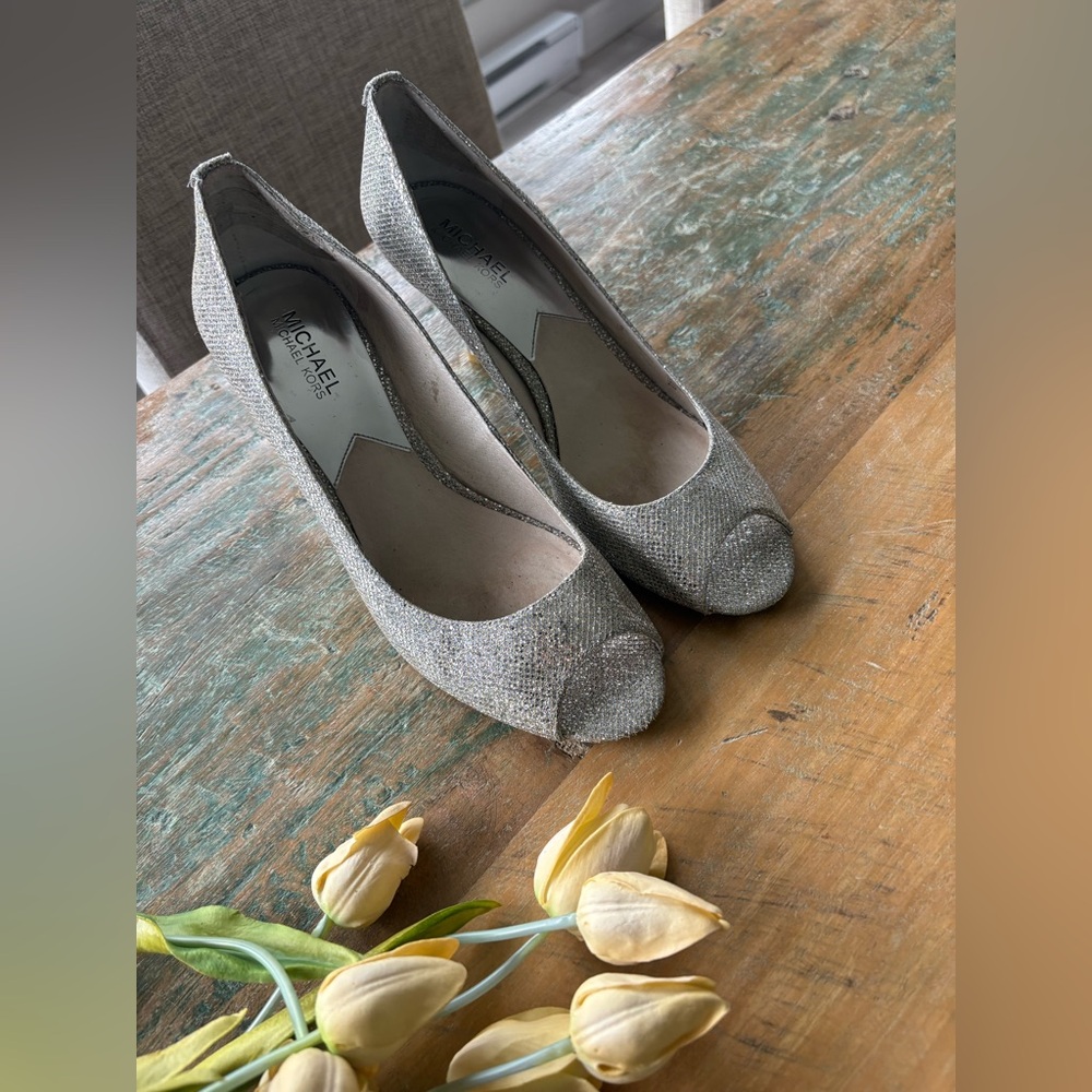 Michael Kors Gray Heels with Shimmery Texture